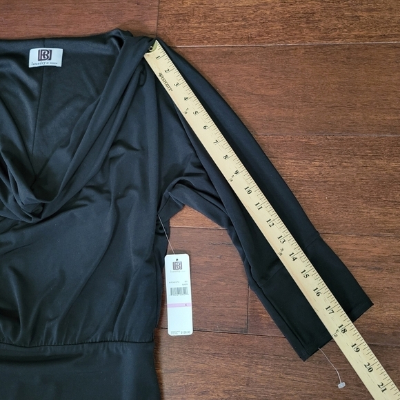 NEW Laundry by Design Black Drape Cowl Neck 3/4 Sleeve Dress Women's Size 6 - Picture 8 of 8